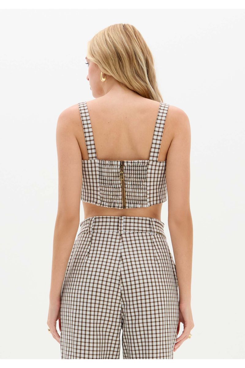 Top Cropped De Alça Xadrez