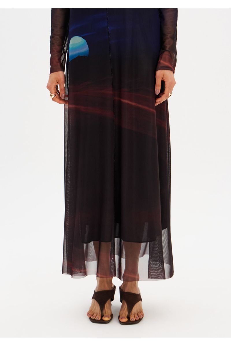 Vestido Super Midi Manga Longa