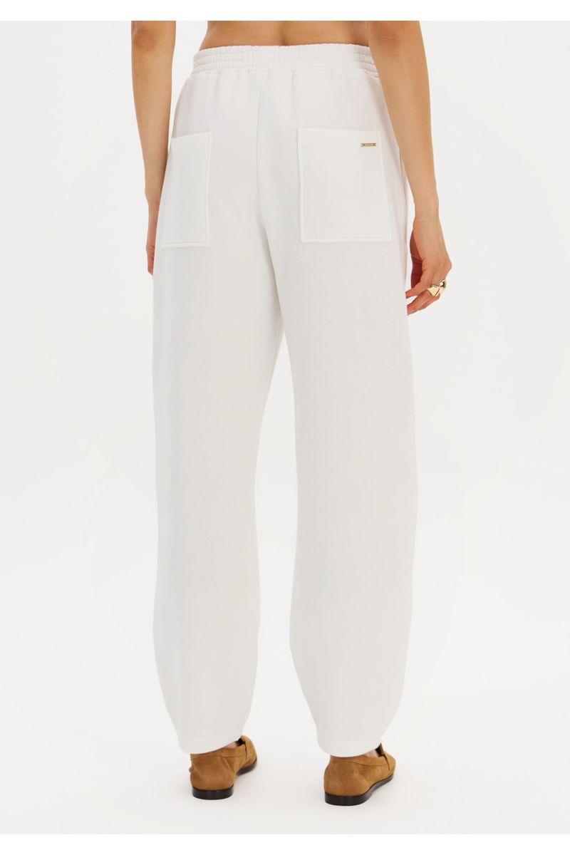 Calça Baggy Moletom Cintura Média
