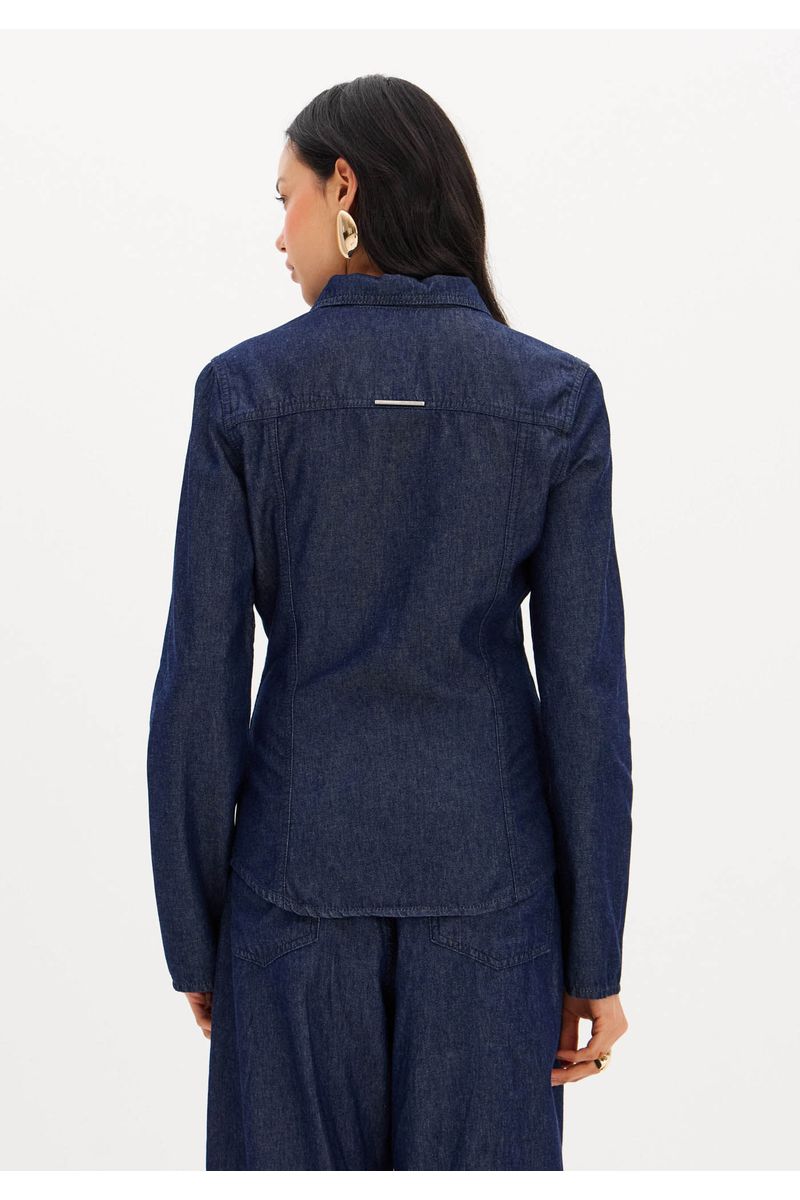 Camisa Jeans Com Zíper