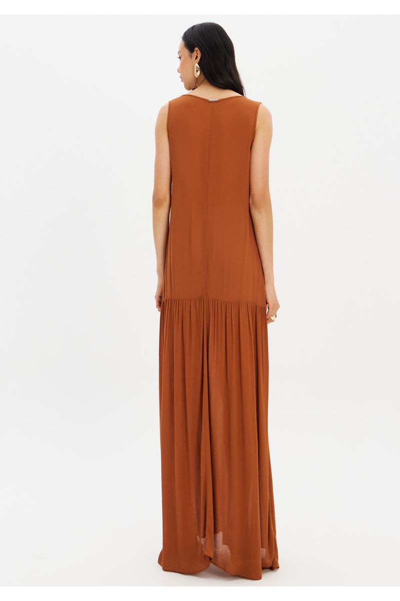 Vestido Super Midi Em Viscose Decote U