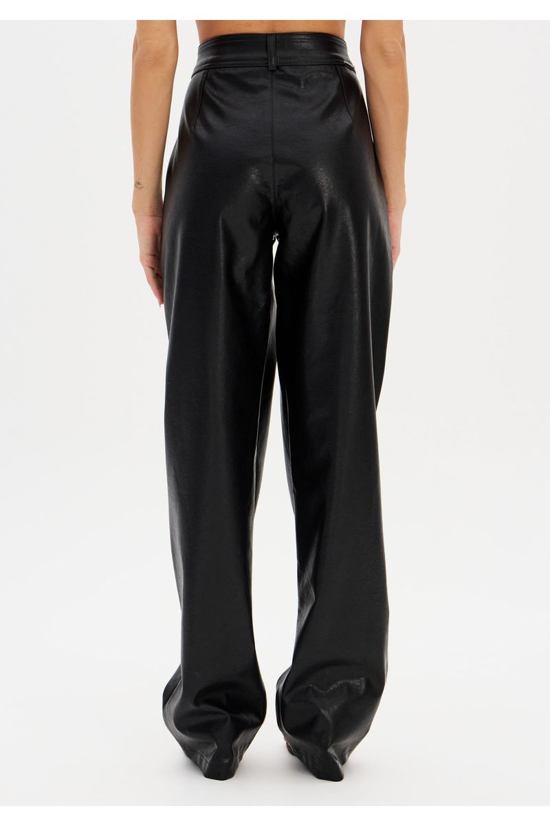 Calça Reta Cintura Média Com Bolso Pu