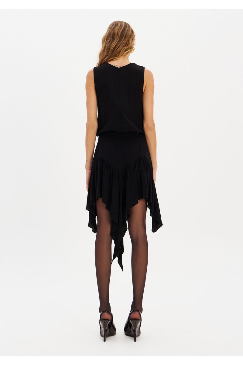 Vestido Curto Assimétrico Sem Manga