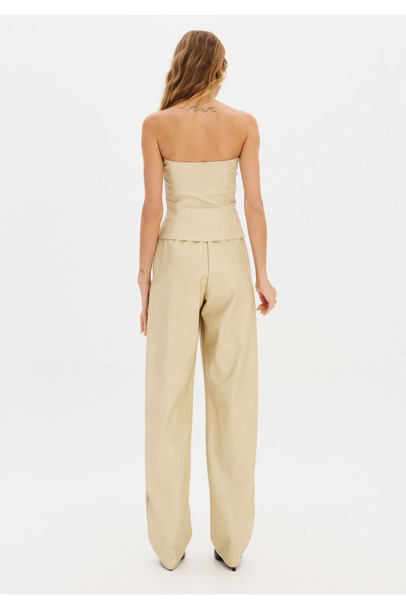 Calça Barrel Pu Cintura Média