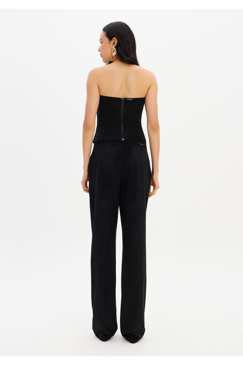 Blusa Corset De Suede Sem Alça