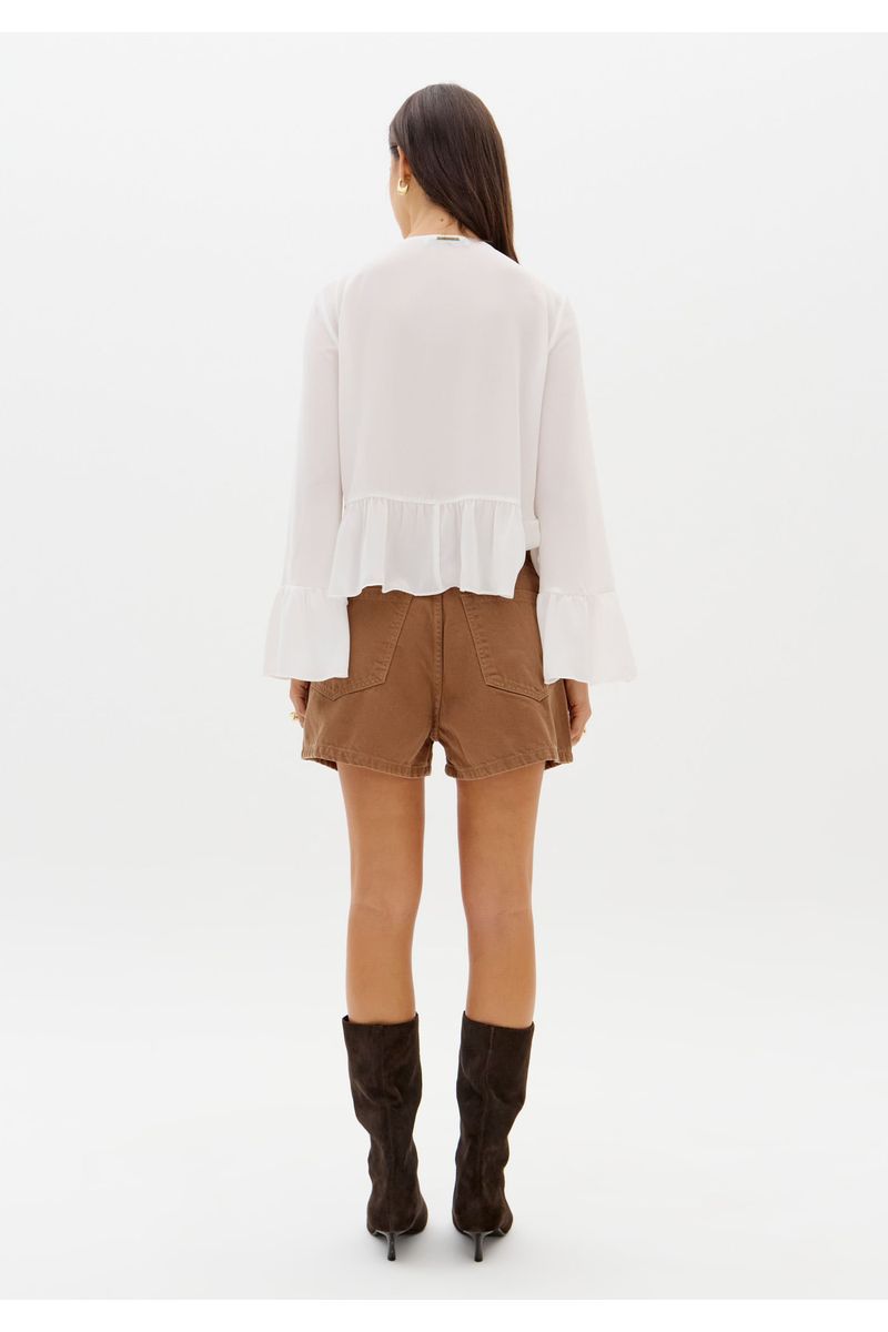 Short Sarja Mom Cintura Alta