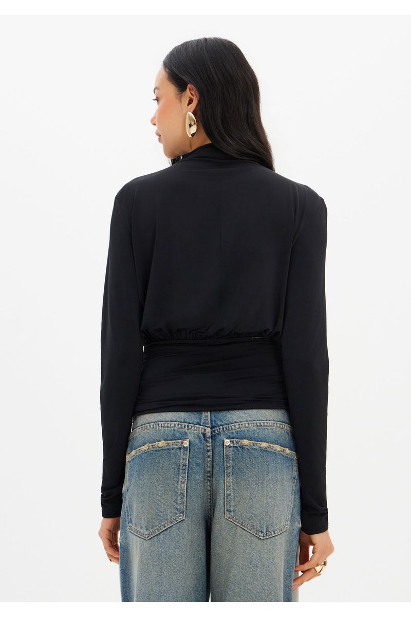 Blusa Manga Longa Com Drapeado