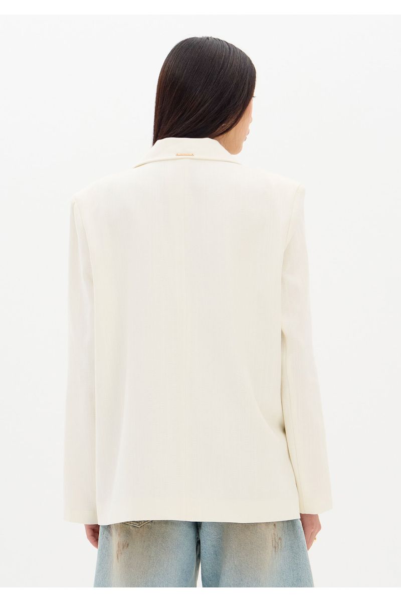 Blazer Regular Alongado Com Linho