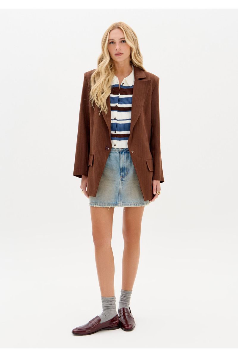 Blazer Regular Alongado Com Recorte Costas