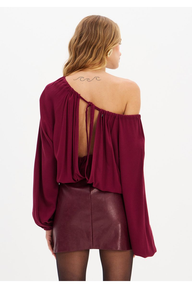 Vestido Curto Manga Longa Com Pu