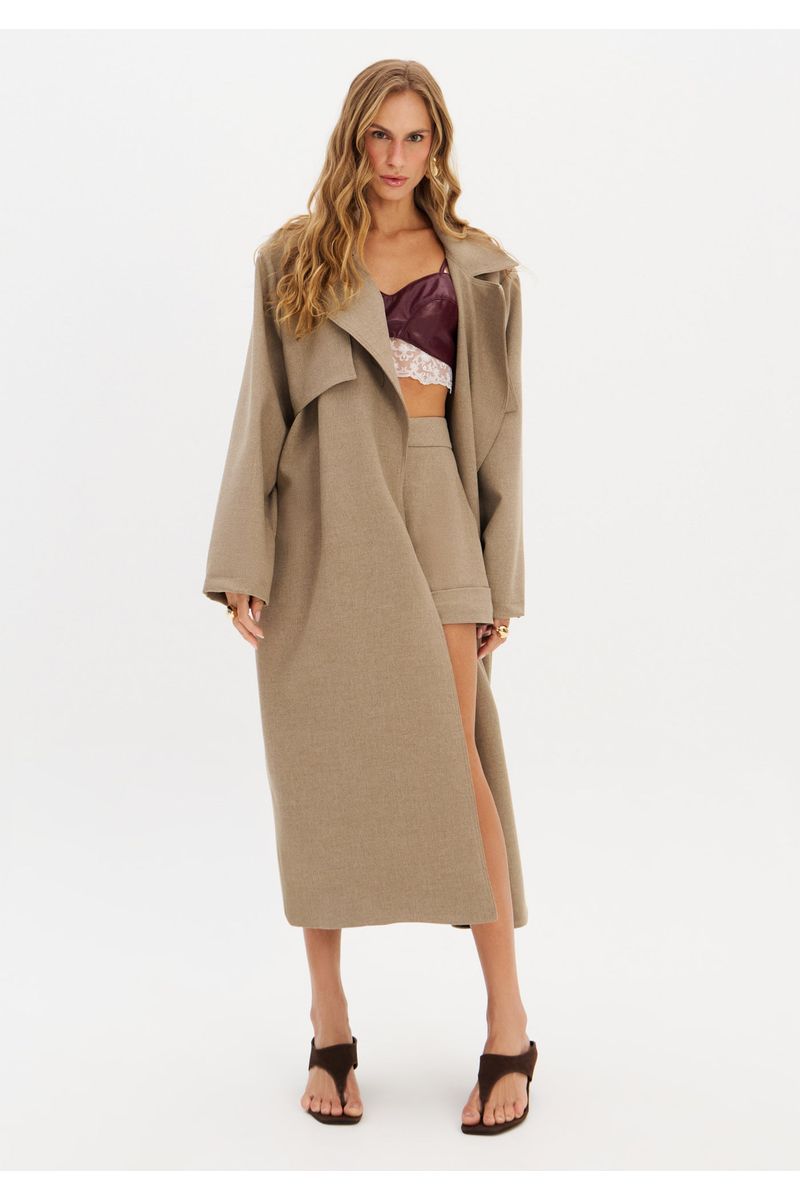 Trench Coat Alongado Com Faixa