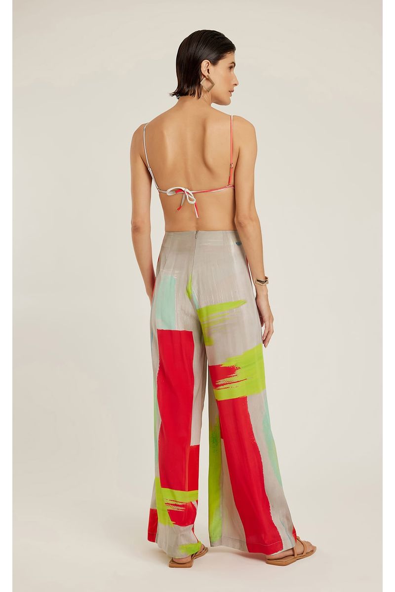 Calça Reta Seda Canvas