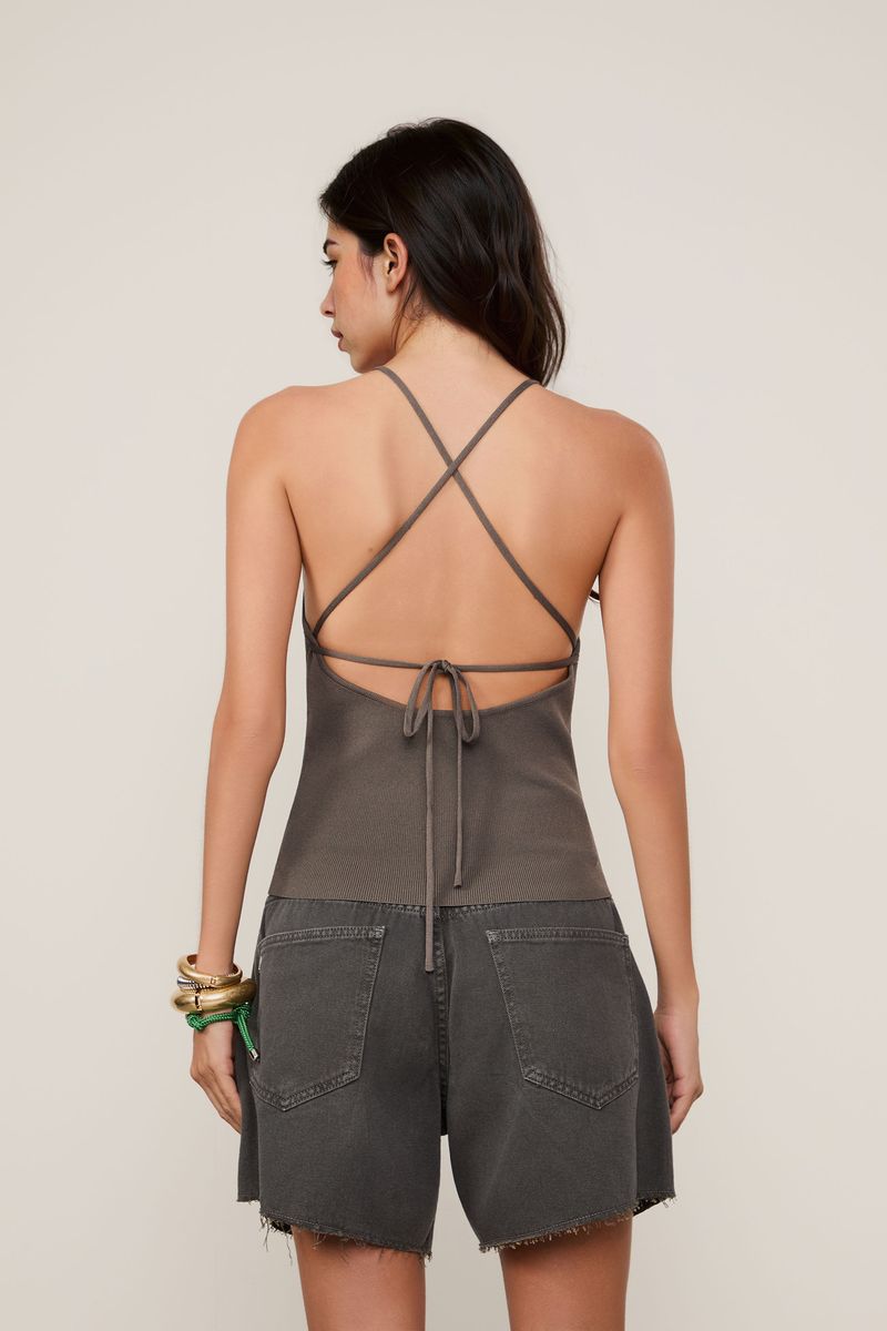 Top De Tricot Com Amarracao Nas Costas