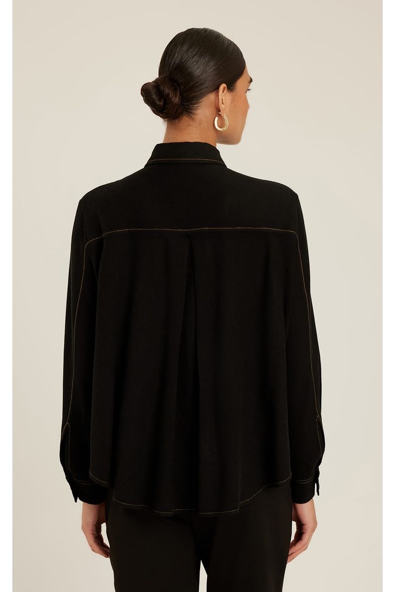 Camisa Pespontos Contrastantes Preto