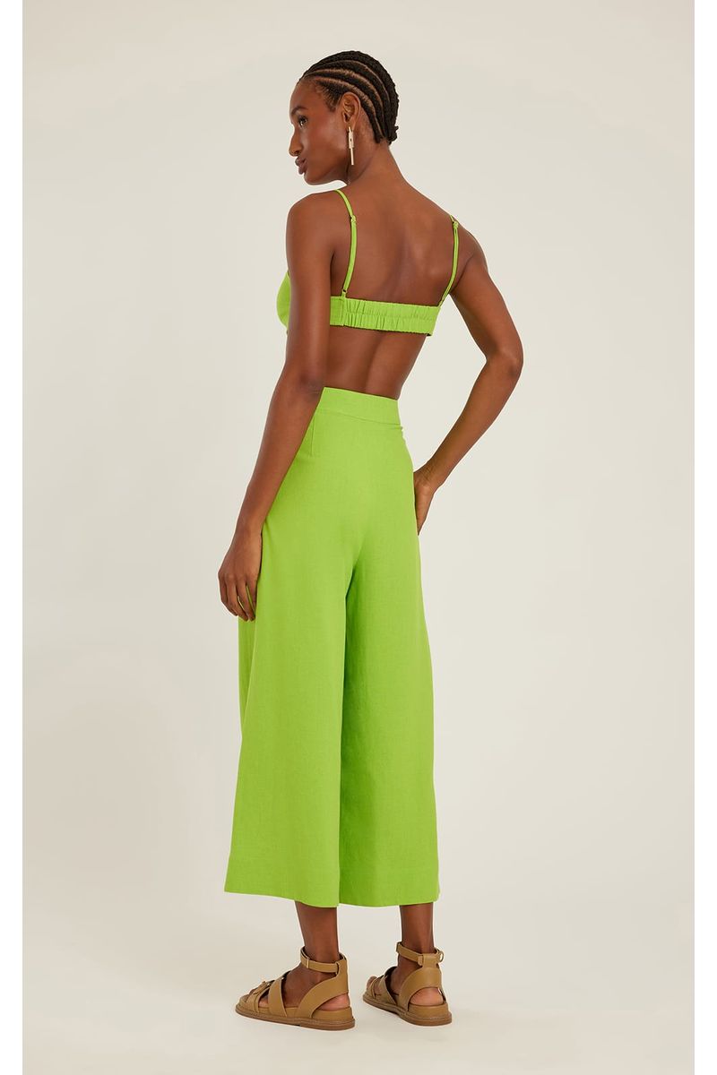 Calça Pantalona Cropped Lime