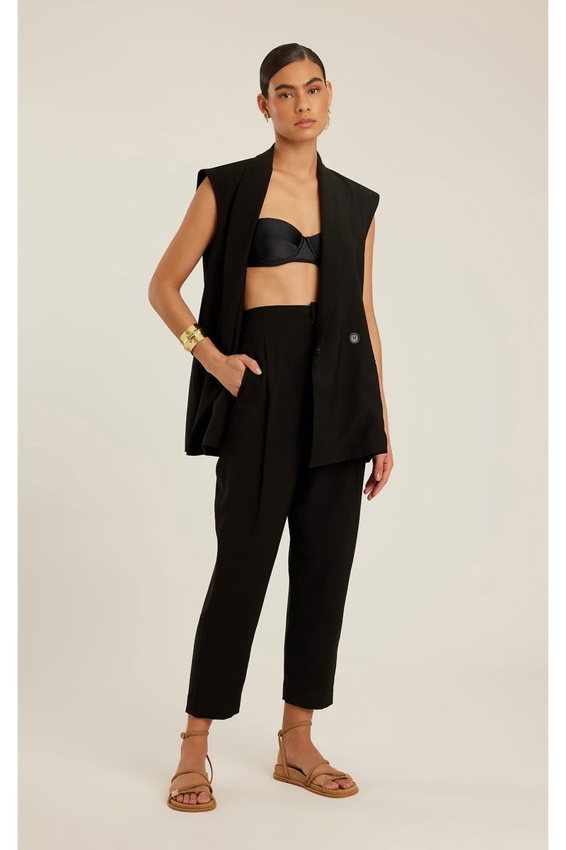 Calça Cigarrete Cós Inteiro Preto
