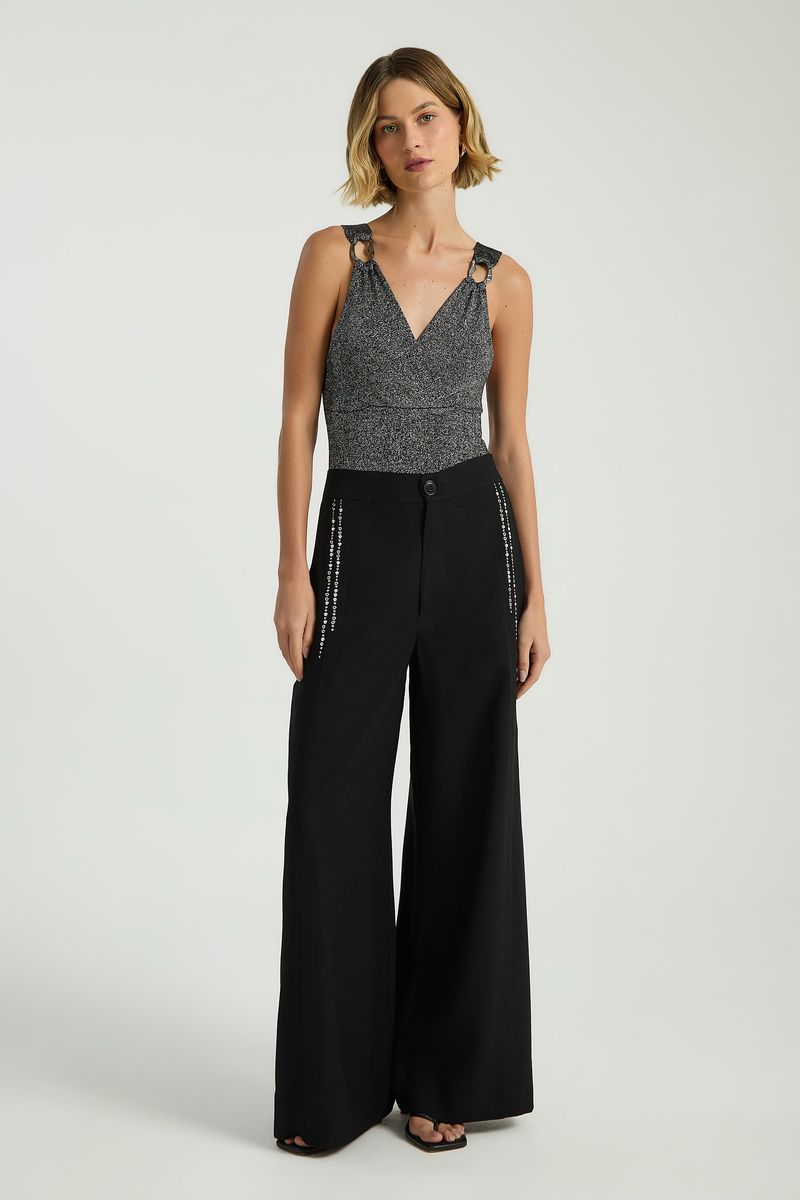 BODY ARGOLA ALÇA LUREX TRICOT-PRETO / PRETO