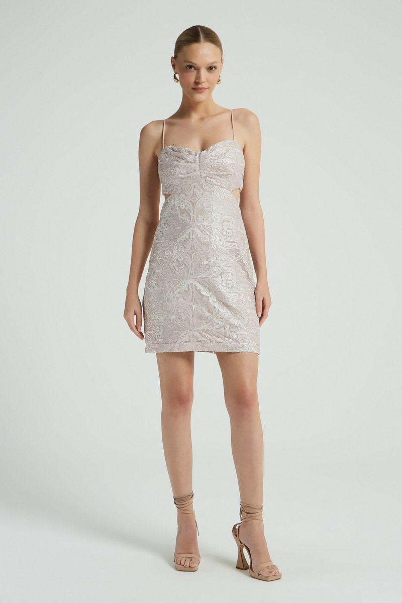 VESTIDO CURTO BOJO PREGAS-NUDE