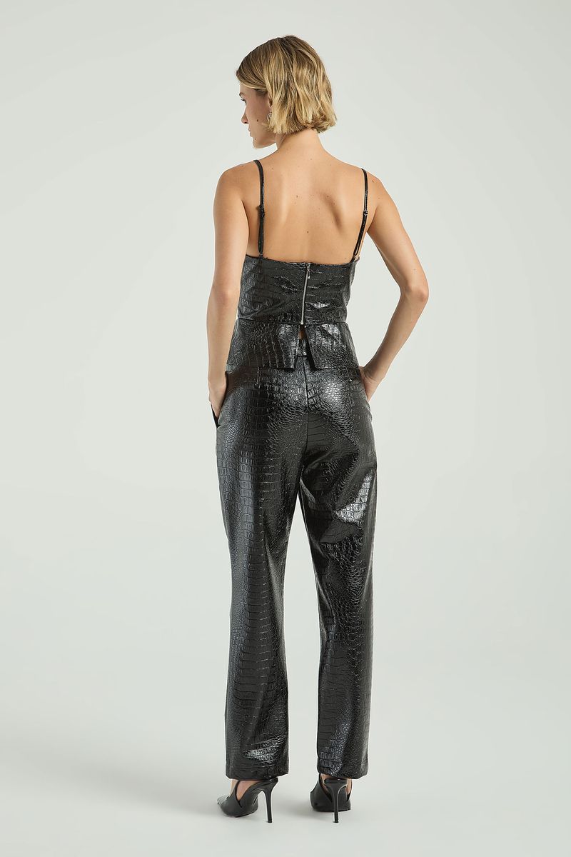 CALÇA RETA TEXTURA SNAKE-PRETO