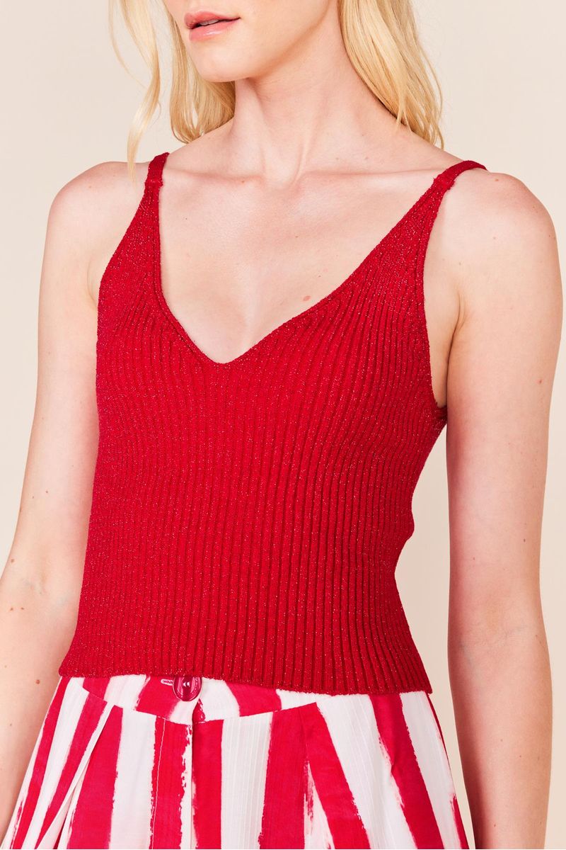 CROPPED ALCA FINA LUREX TRICOT -VERMELHO