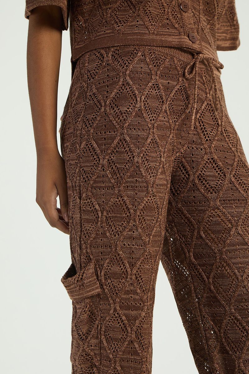 CALCA EM TRICOT COM DETALHE - MARROM