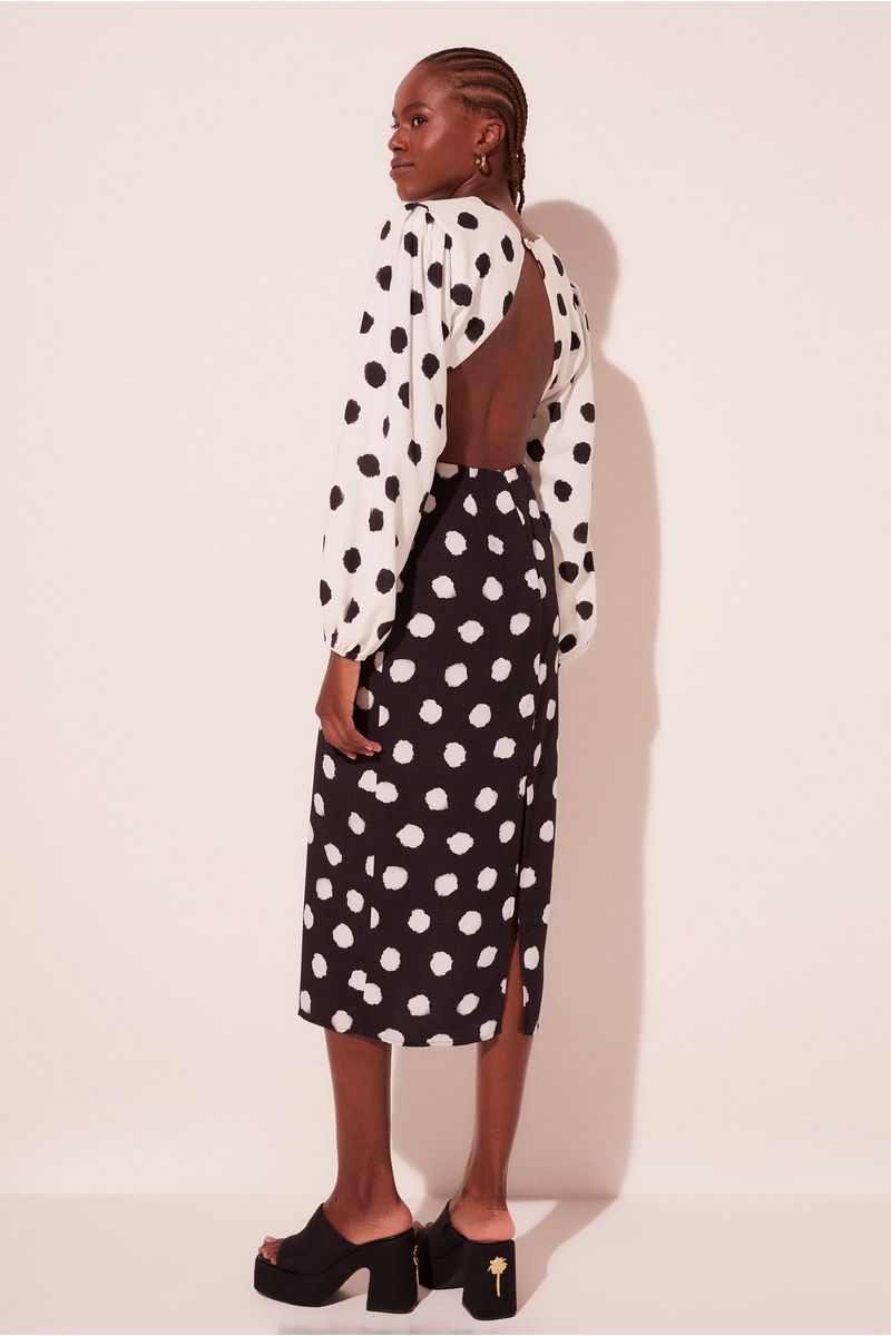 Vestido Midi Poa P&B