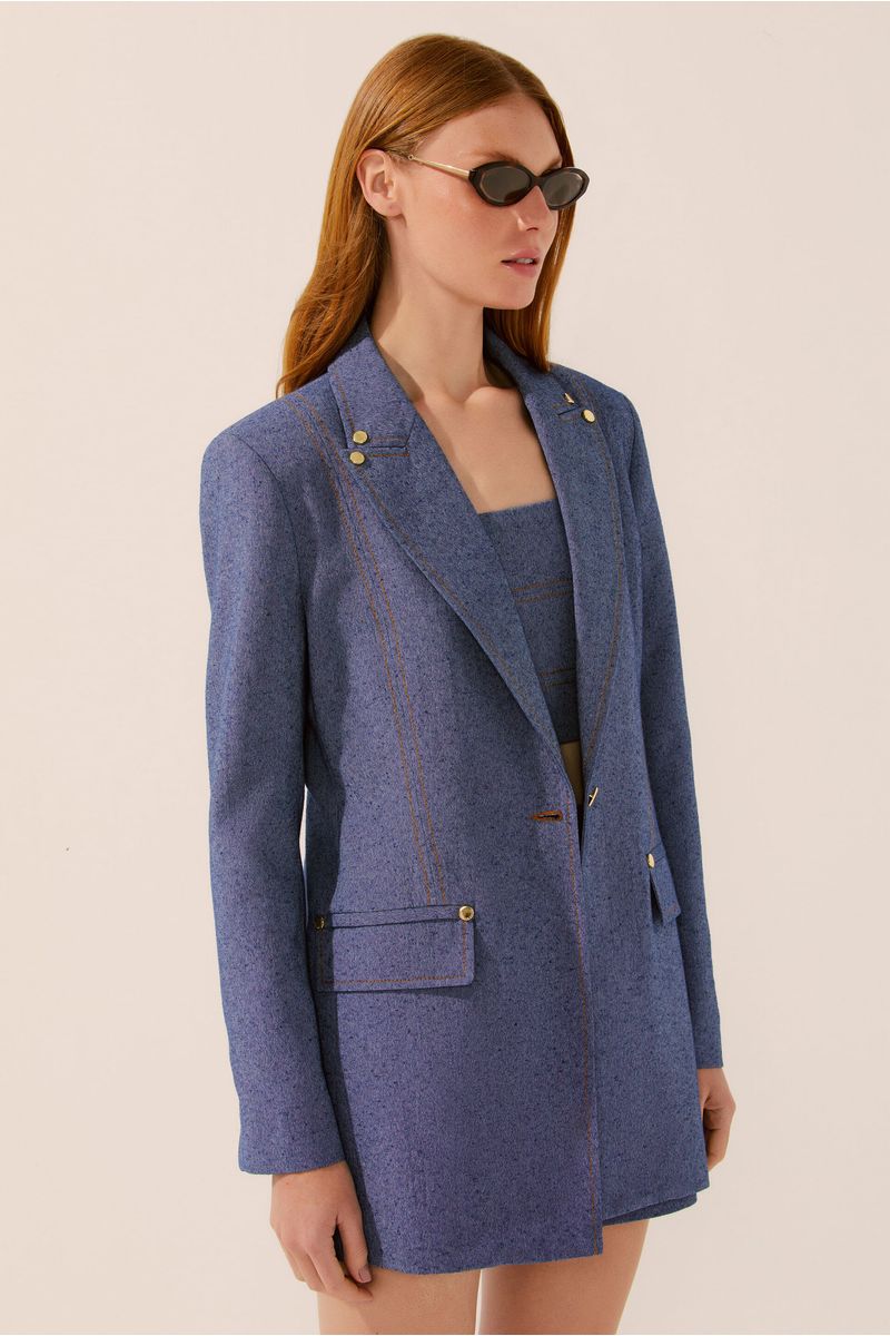 Blazer Regular Pespontado Alfaiataria Urbana