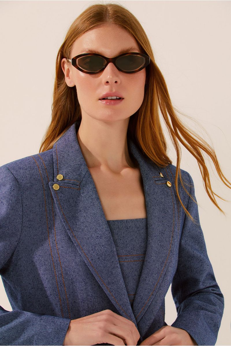 Blazer Regular Pespontado Alfaiataria Urbana