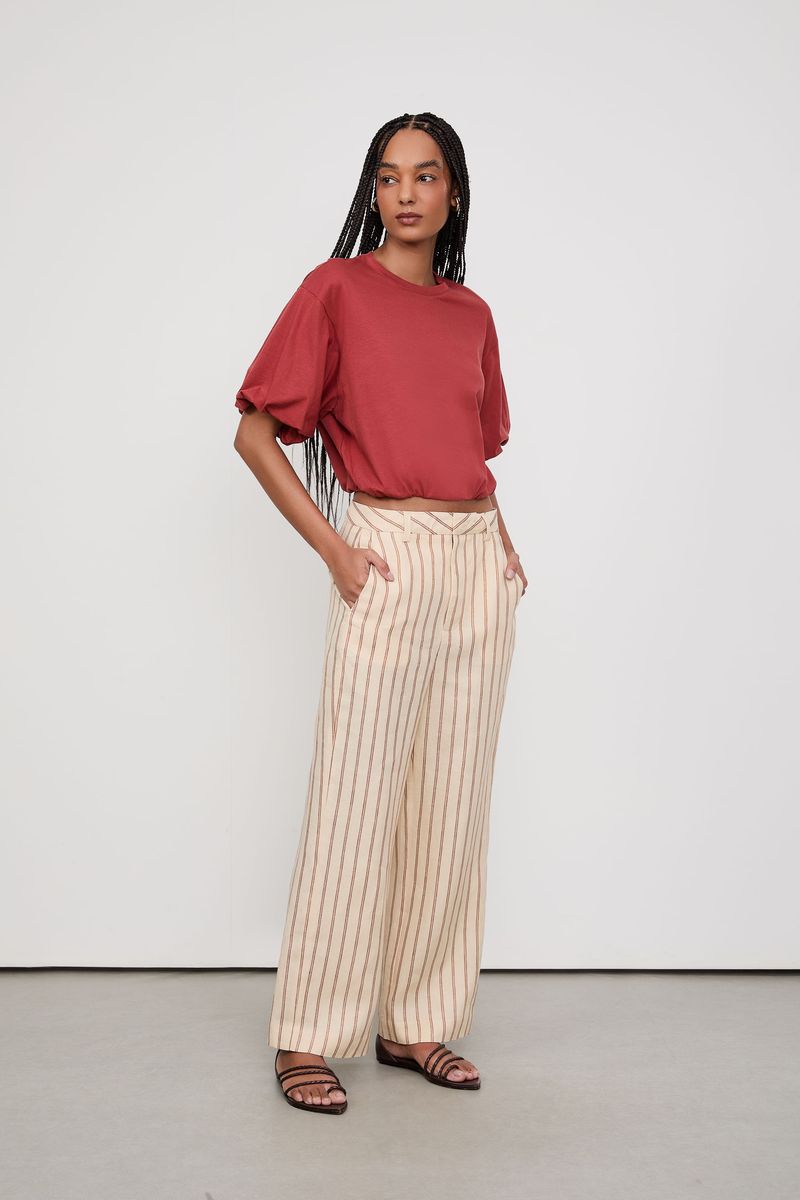 Blusa De Malha Cropped Manga Bufante