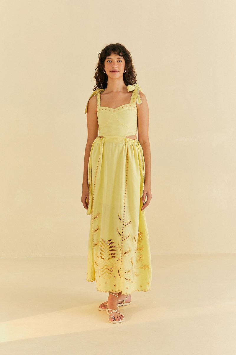 Vestido Cropped Bordado Floral Veraneio