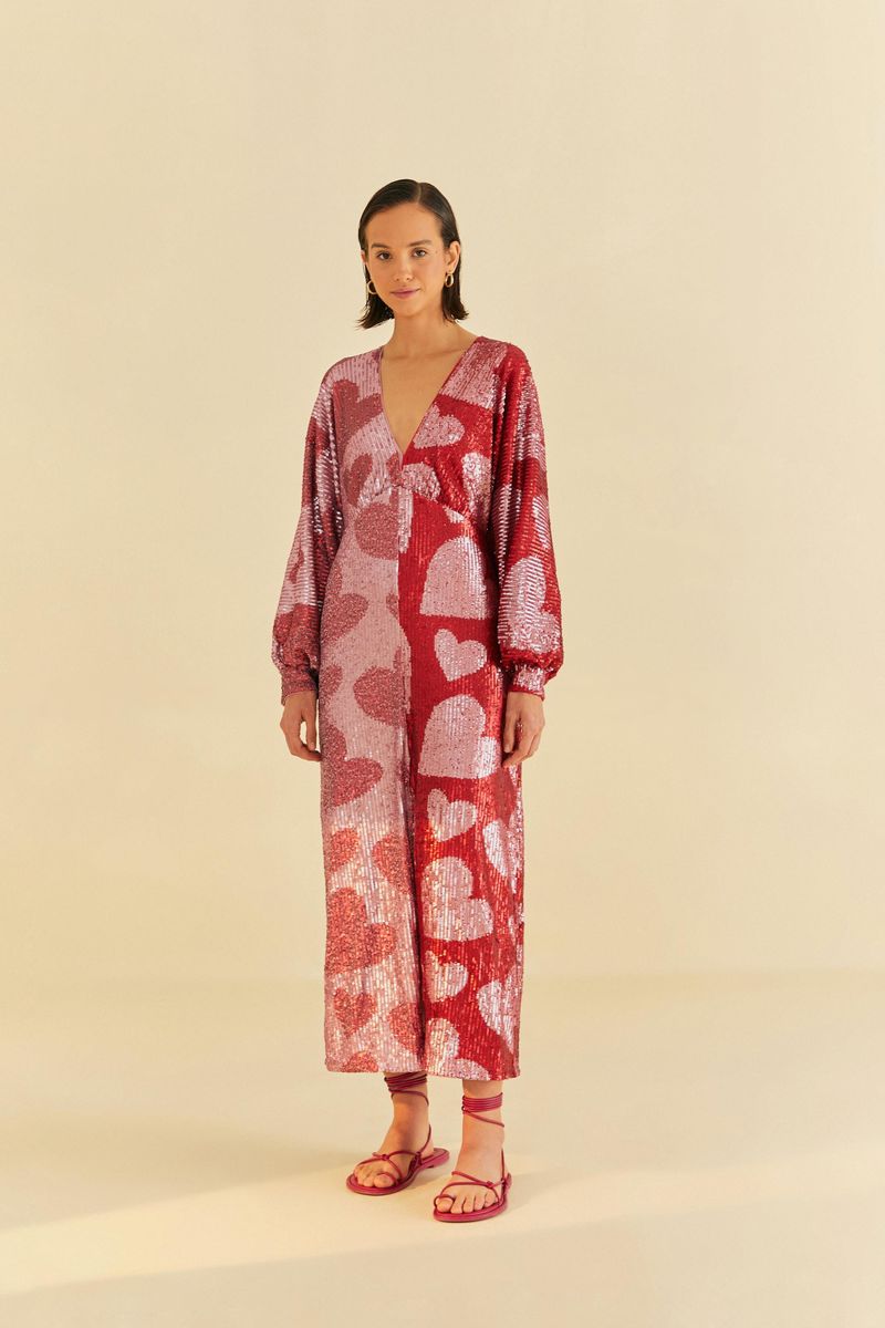 Vestido Paetê Corações