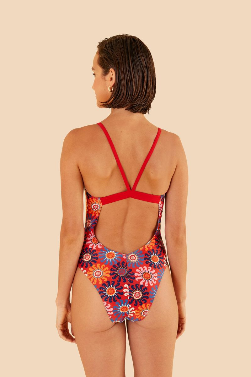Maiô Adidas Estampado Floral Stripes Red
