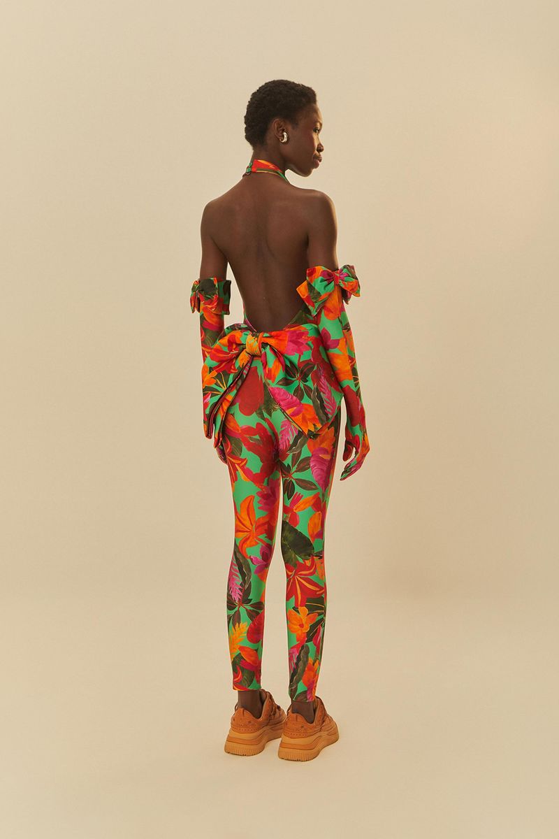 Macacão Laço Estampado Floral Tropical