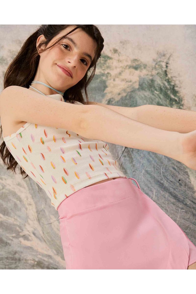 Short Saia Liso Rosa