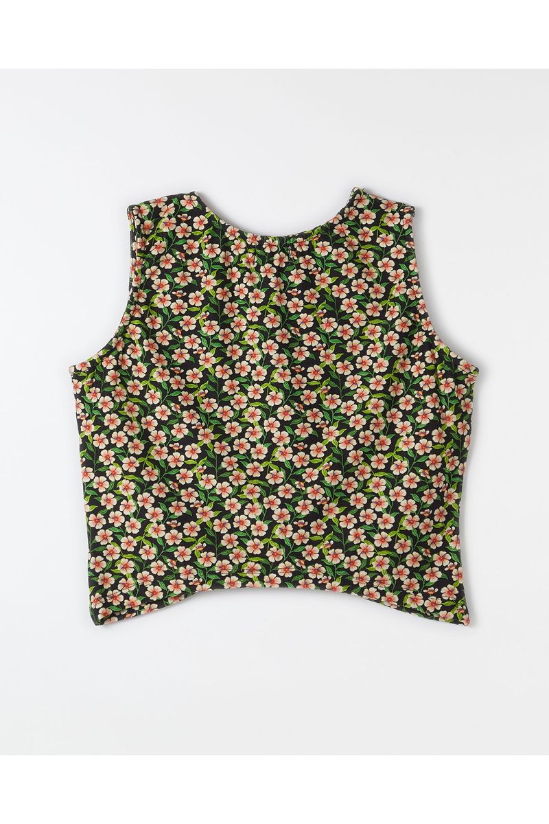 Blusa Malha Hibiscos Mini