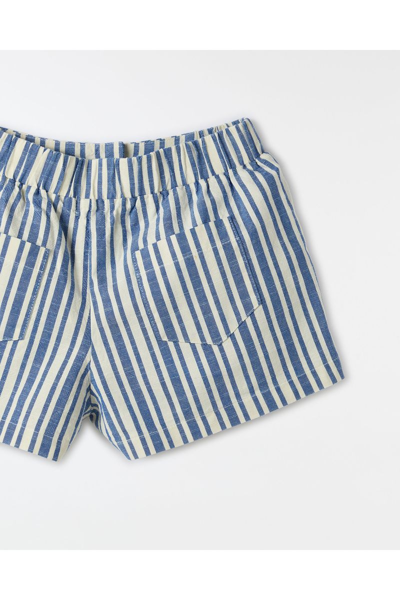 Short Fio Tinto Listrado Azul