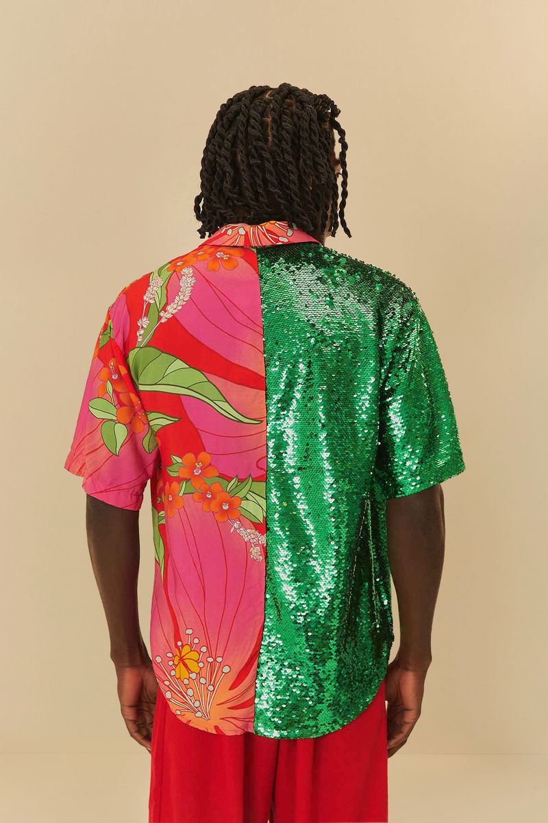 Camisa Meio a Meio Estampada Floral Pietra