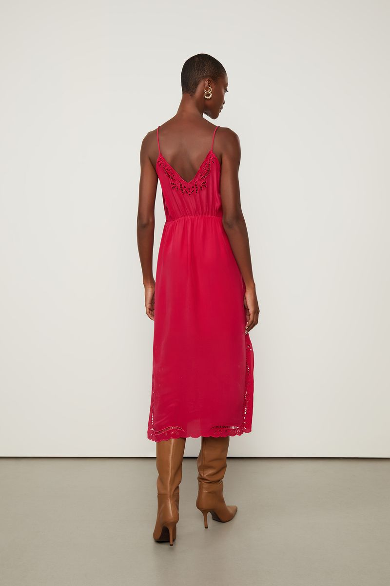 Vestido Midi Com Bordado Richelieu