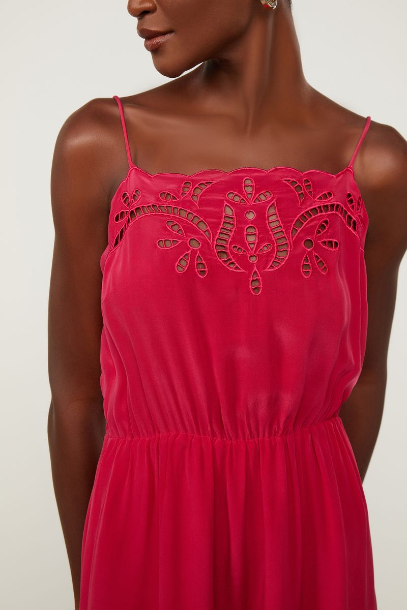 Vestido Midi Com Bordado Richelieu