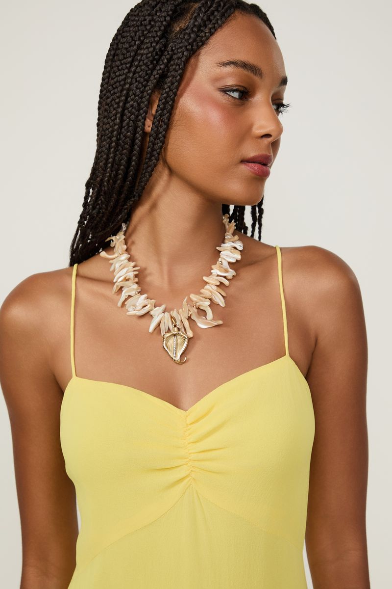 Vestido De Georgette Pesado Midi De Alça