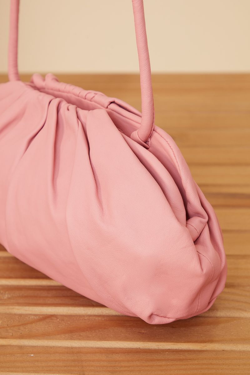Bolsa De Couro Bucket Rosa