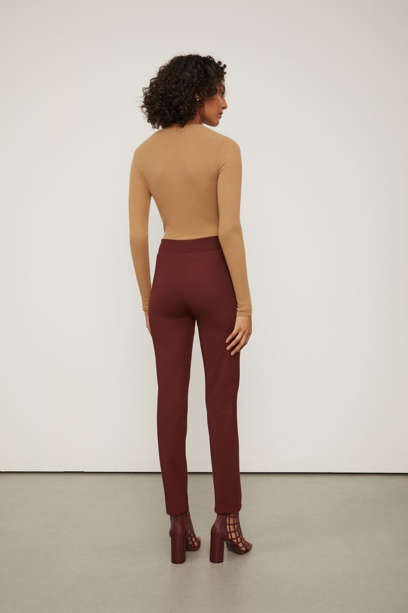 Calça Slim De Malha Estruturada Marrom