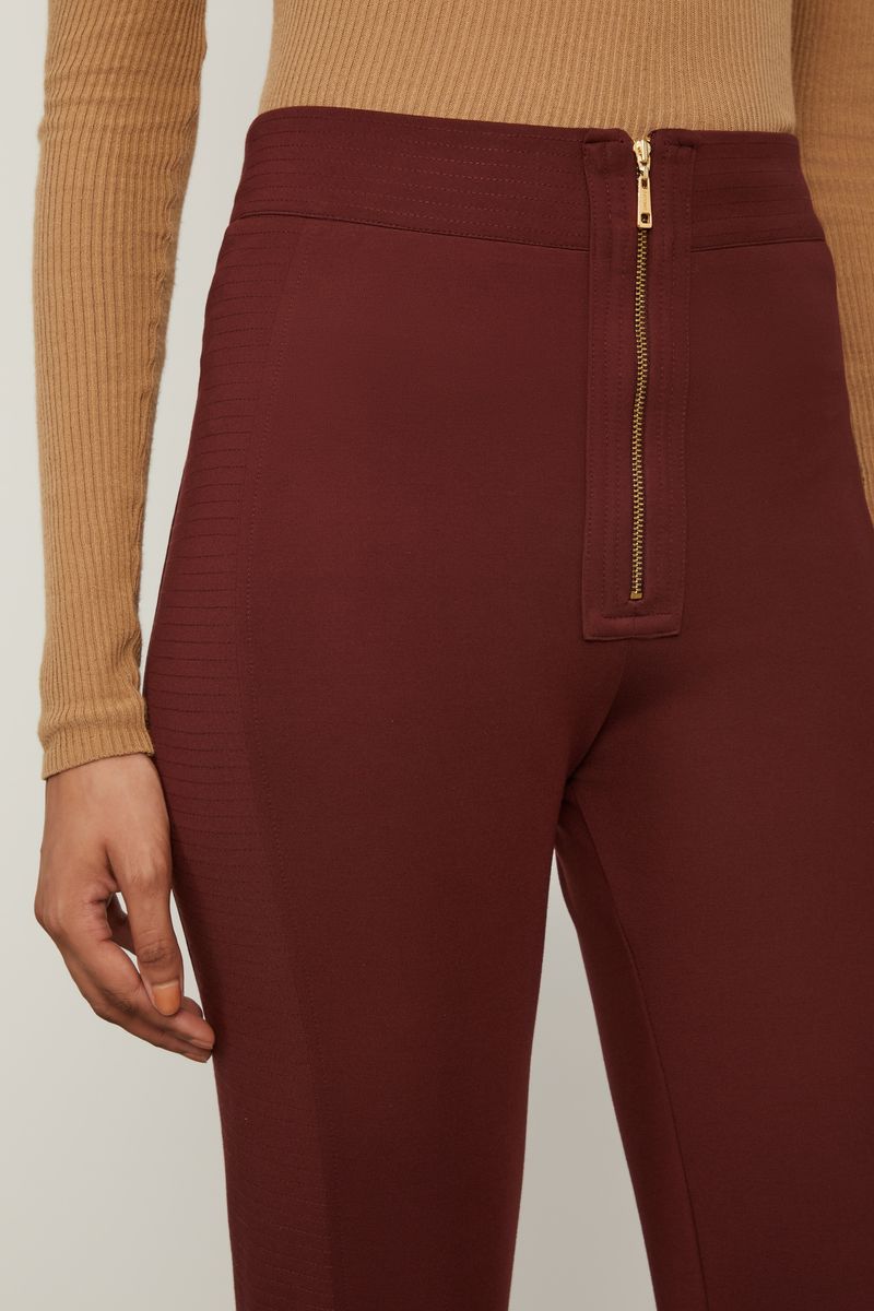 Calça Slim De Malha Estruturada Marrom