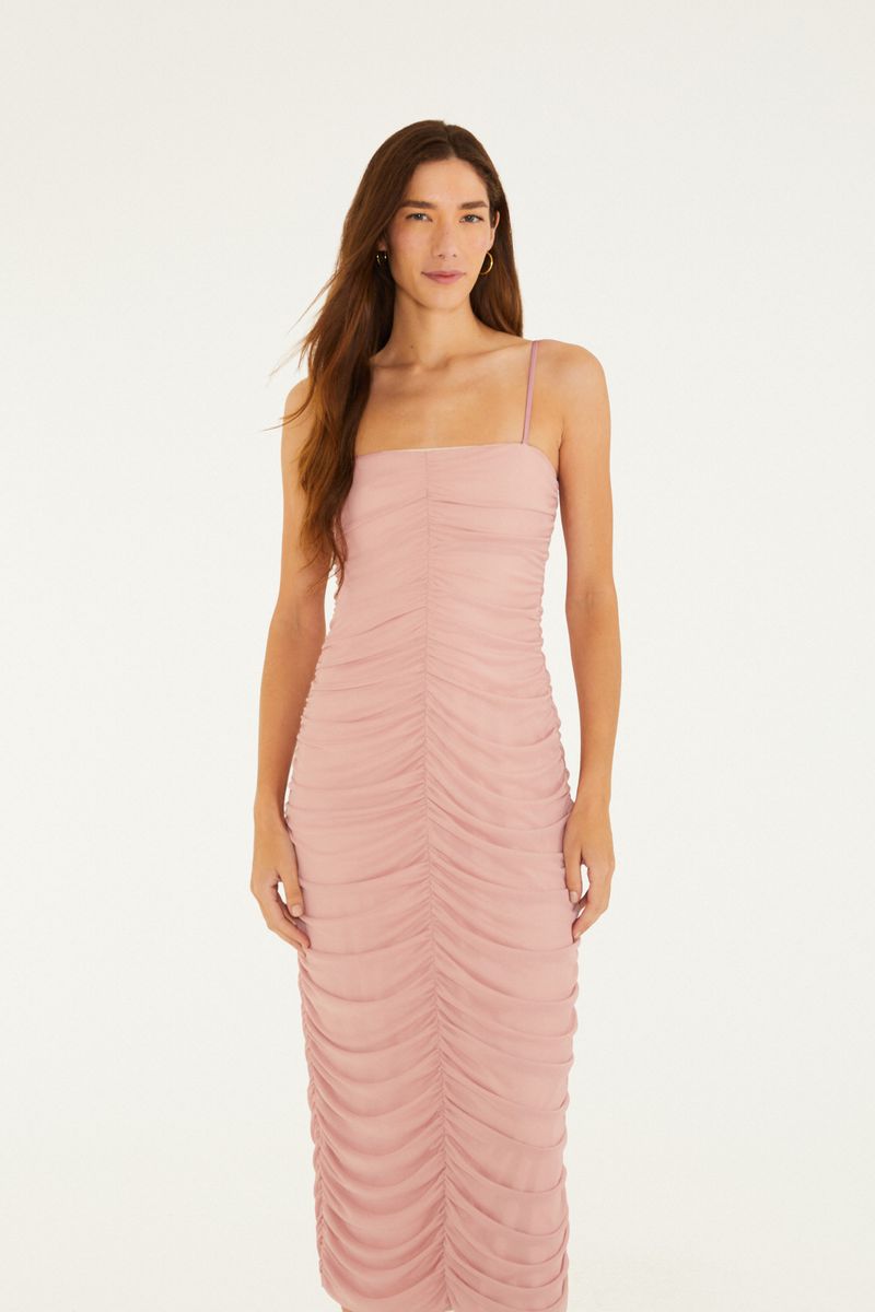 Vestido Midi Tule Rosa s