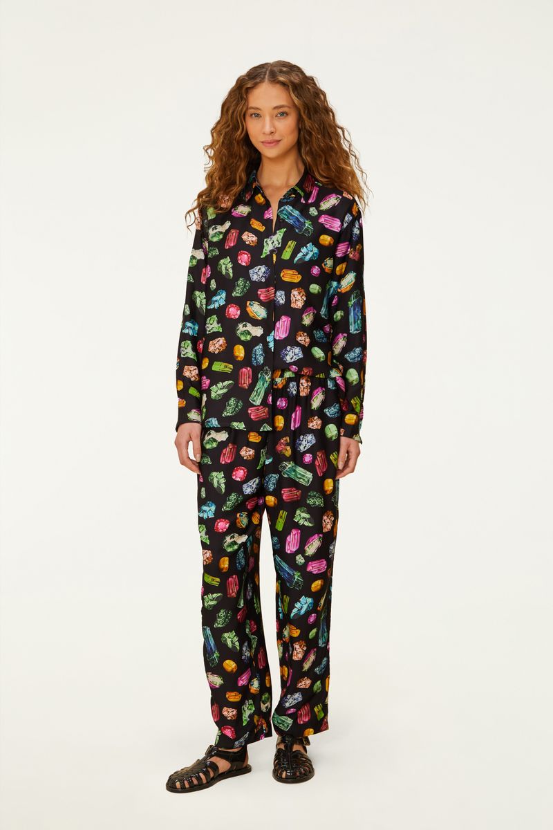 Camisa Estampada Pedras Preciosas