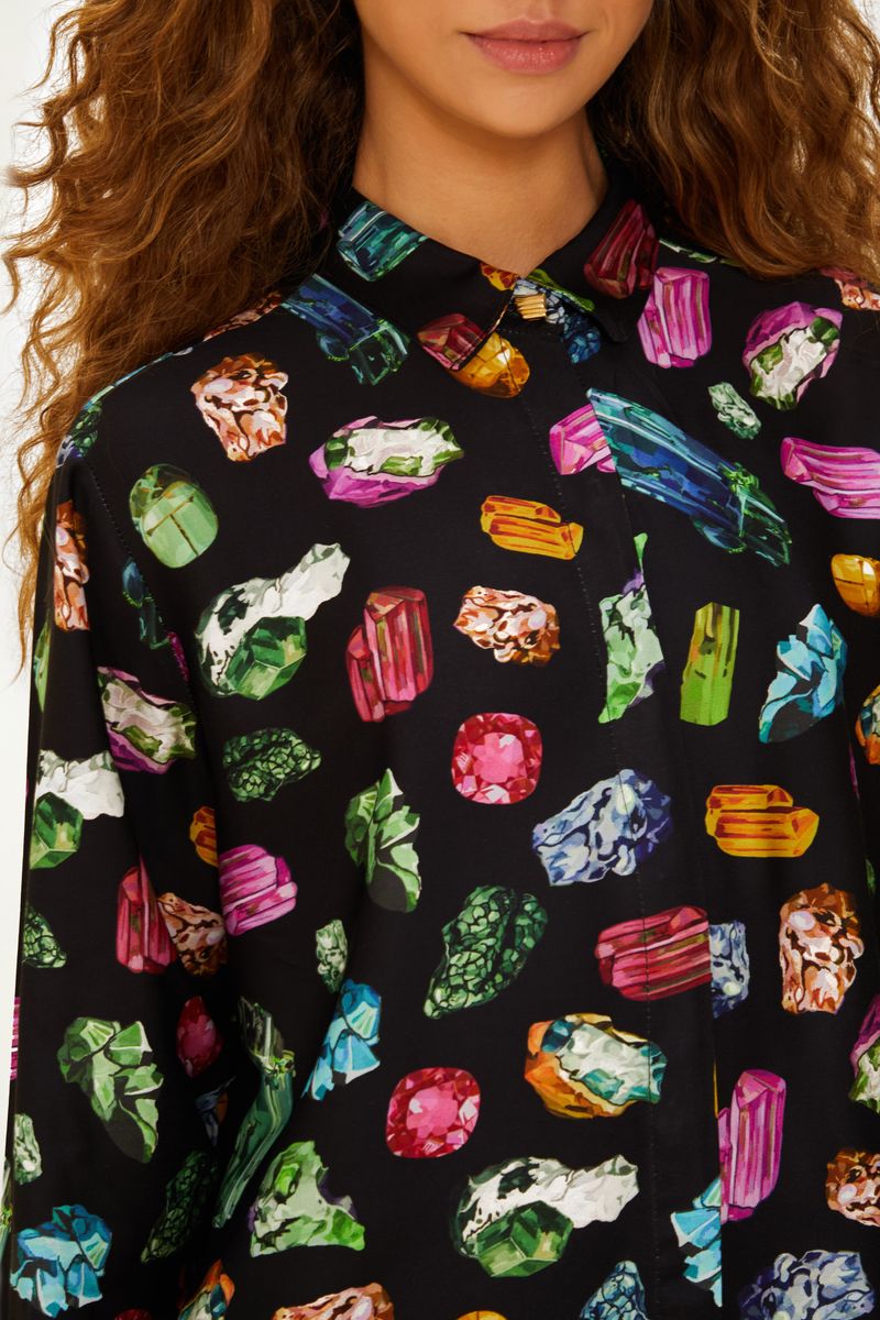 Camisa Estampada Pedras Preciosas