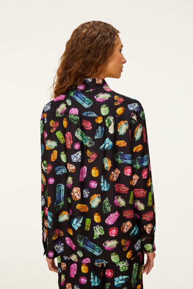 Camisa Estampada Pedras Preciosas